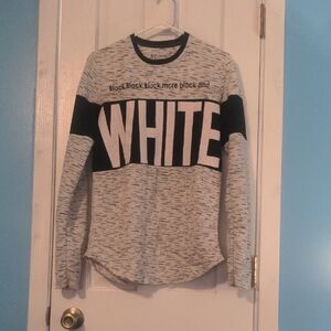 Black and White Long Sleeve Tee with Crew Neck
